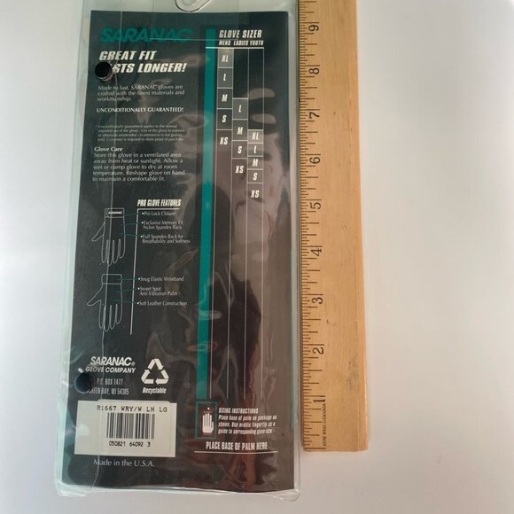 NEW Saranac Raquet Ball Glove Mens Size Large Left USA Made Leather White Blue - Picture 3 of 3